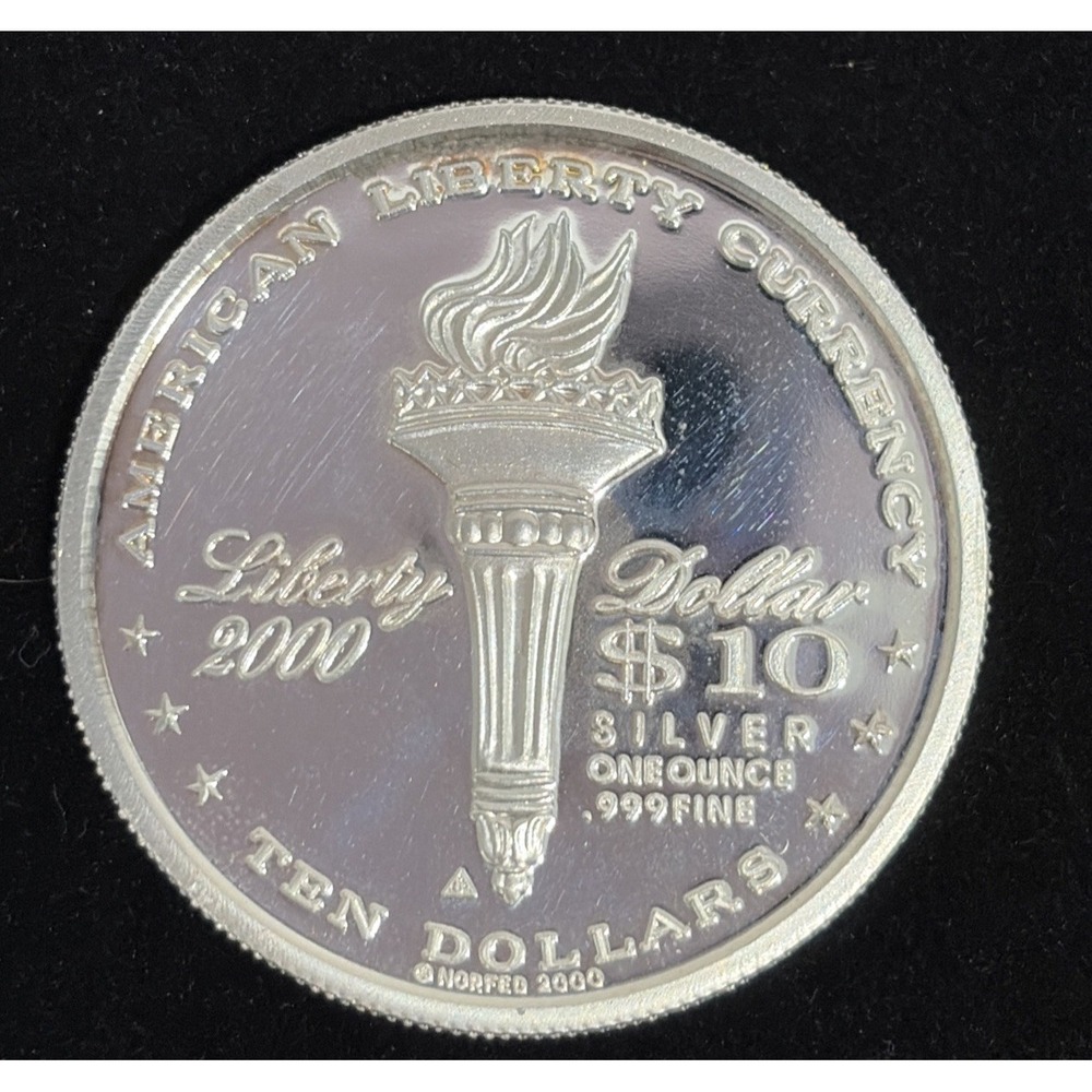 2000 Norfed Liberty $10.00 Bullion Rare Vtg US-0.999 Silver 1 Oz